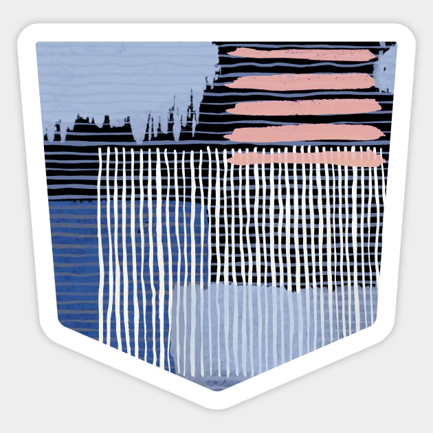 Pocket - Abstract Striped Geo Blue Sticker by ninoladesign